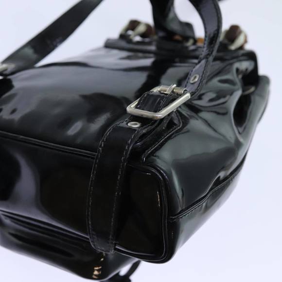GUCCI Bamboo Backpack Patent leather Black Auth ar11692 - Picture 16 of 16
